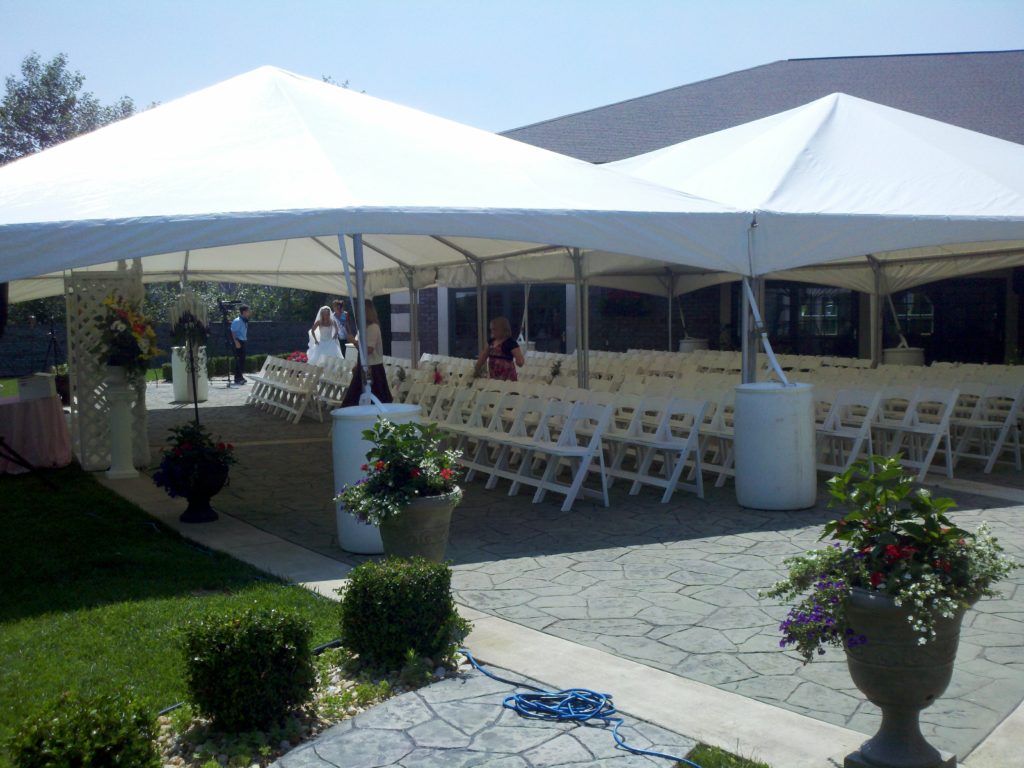 patio with tents