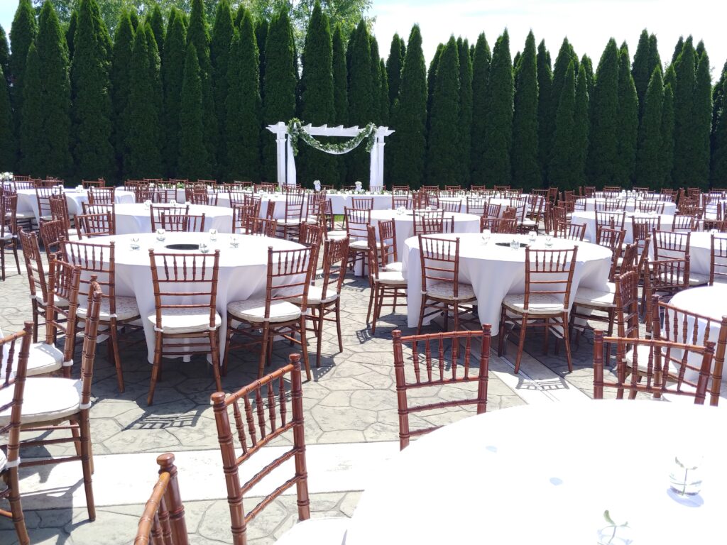 patio with round tables
