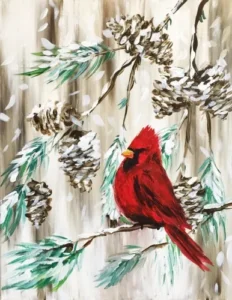 red cardinal painting